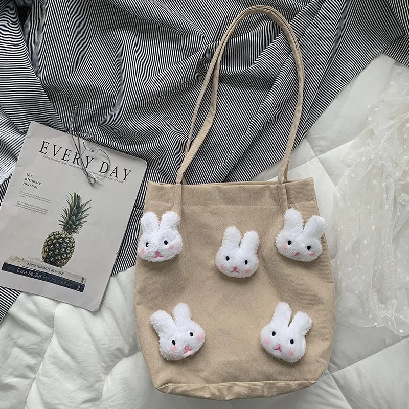 Corduroy Shoulder Bag Female Cartoon Japanese Ins Handbag
