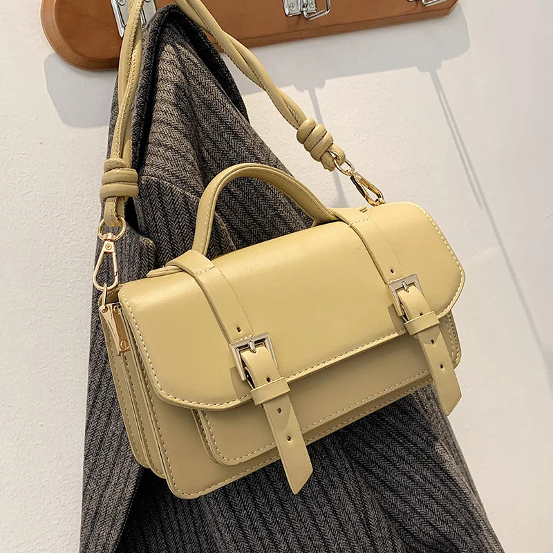 Square Tote Bag PU Leather Women's Shoulder Messenger Bag
