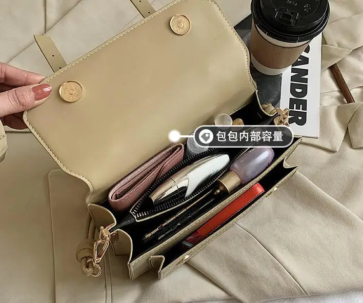 Square Tote Bag PU Leather Women's Shoulder Messenger Bag
