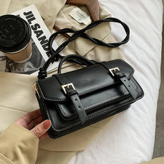 Square Tote Bag PU Leather Women's Shoulder Messenger Bag