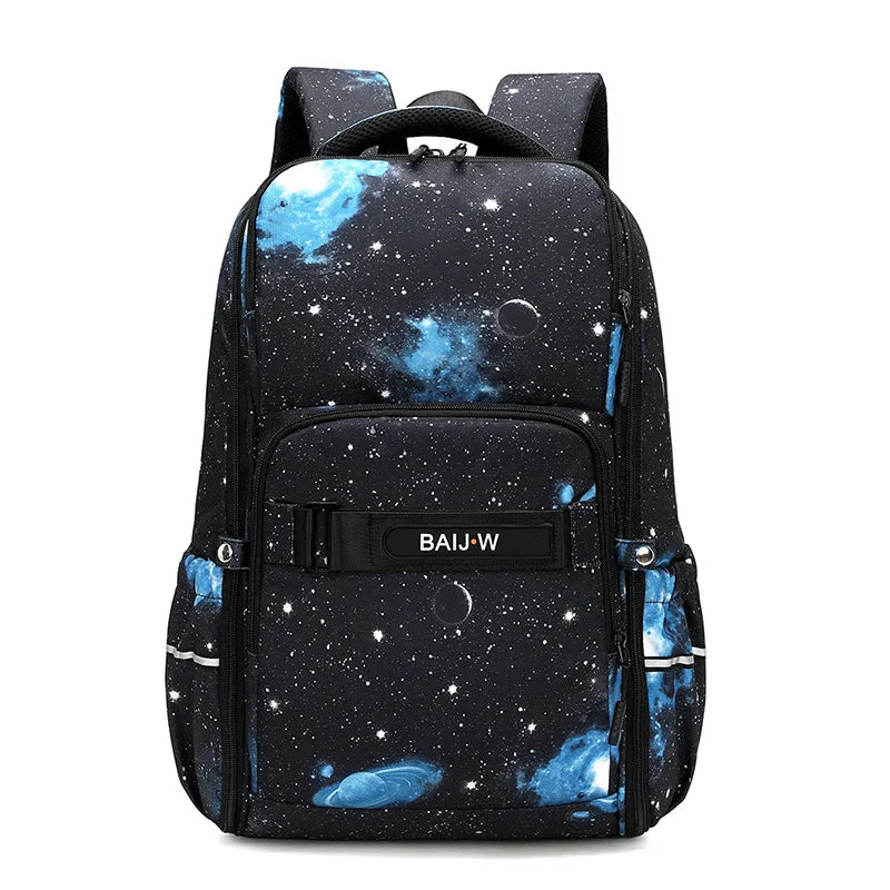 Starry Sky Print School Bag for Teen Boys & Girls Waterproof Space Backpack