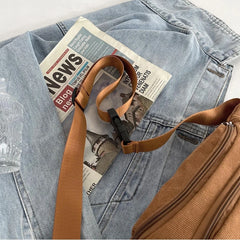 Corduroy Fanny Pack Zippered Waist Bag for Women