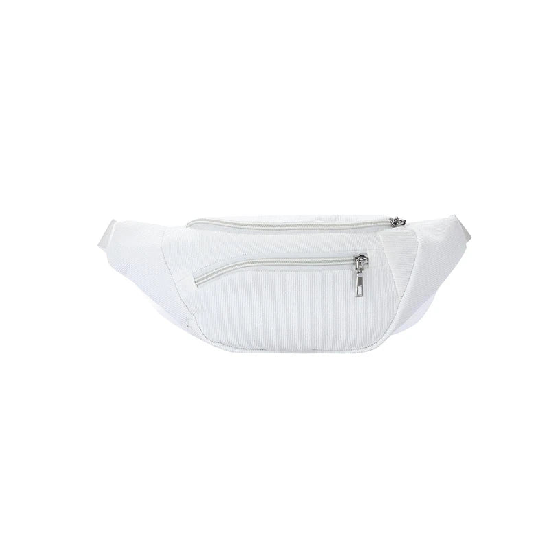Corduroy Fanny Pack Zippered Waist Bag for Women