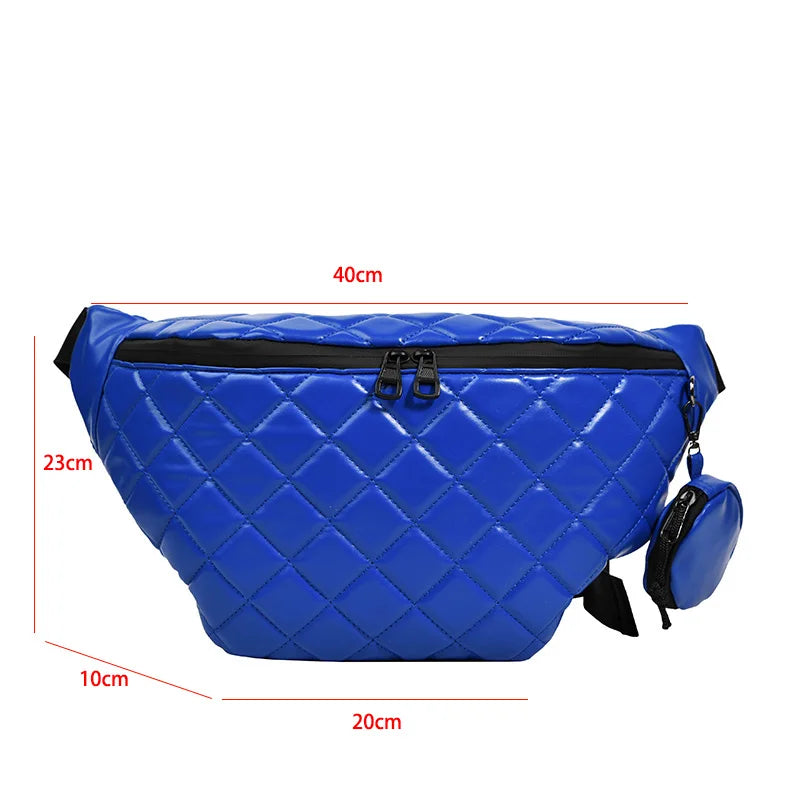 Women's Large Waist Bag Waterproof PU Leather Shoulder Messenger Pack