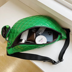 Women's Large Waist Bag Waterproof PU Leather Shoulder Messenger Pack