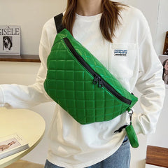 Women's Large Waist Bag Waterproof PU Leather Shoulder Messenger Pack