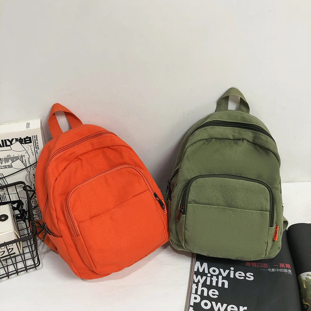 Preppy Style Women Backpack Canvas School Bag For Teenage Girls