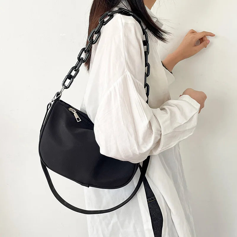 Japanese Casual Nylon Messenger Bag Chain Shoulder Bag
