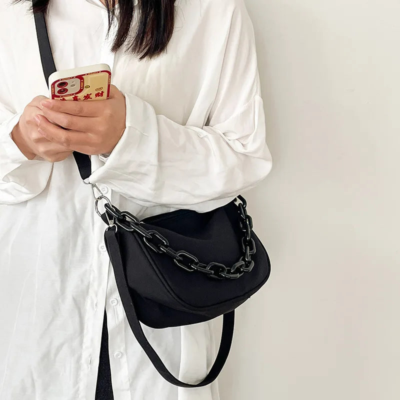 Japanese Casual Nylon Messenger Bag Chain Shoulder Bag