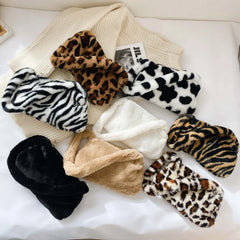 Plush Animal Print Mini Shoulder Bag