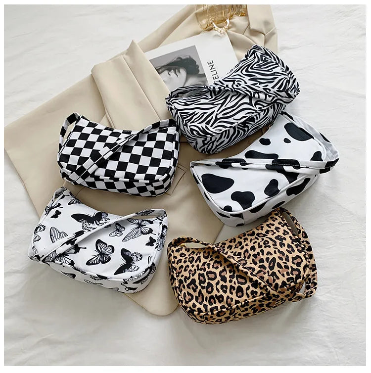 Animal Print Women Handbag PU Leather Underarm Shoulder Bags Female Daily Totes