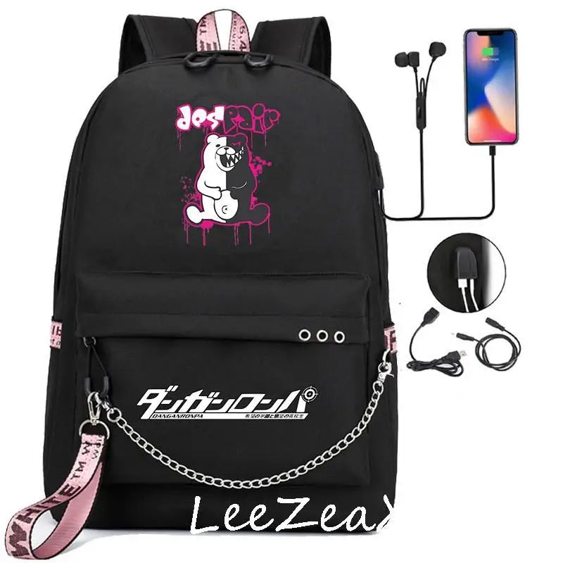 Anime Danganronpa monokuma Backpack - Kids Boys Girls School Bag