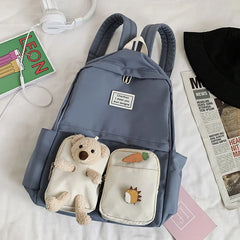 Heart Backpack Anti-Theft Canvas School Bag For Teenager Girls