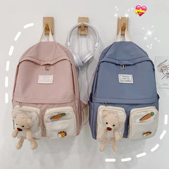 Heart Backpack Anti-Theft Canvas School Bag For Teenager Girls