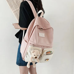 Heart Backpack Anti-Theft Canvas School Bag For Teenager Girls