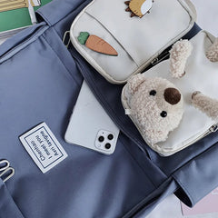 Heart Backpack Anti-Theft Canvas School Bag For Teenager Girls