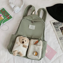 Heart Backpack Anti-Theft Canvas School Bag For Teenager Girls