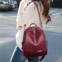 Women's PU Schoolbag Backpack Shoulder Bag Rucksack