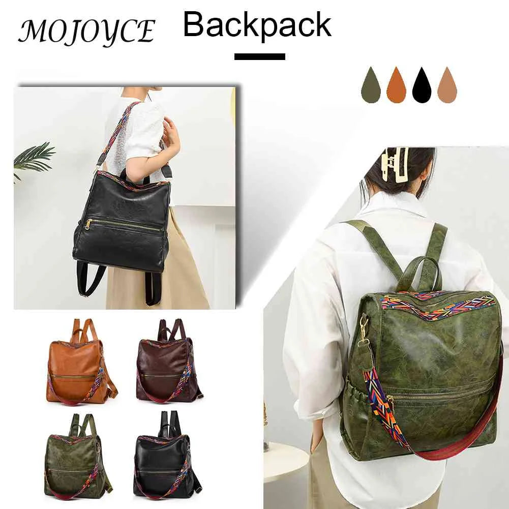 Retro PU College School Backpack for Women