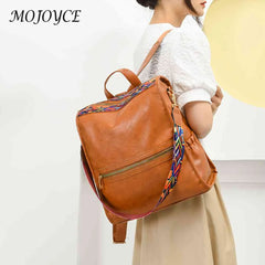 Retro PU College School Backpack for Women