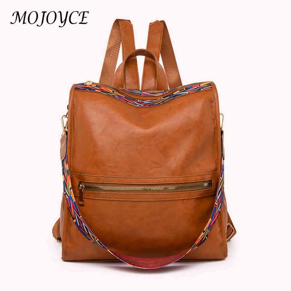 Retro PU College School Backpack for Women