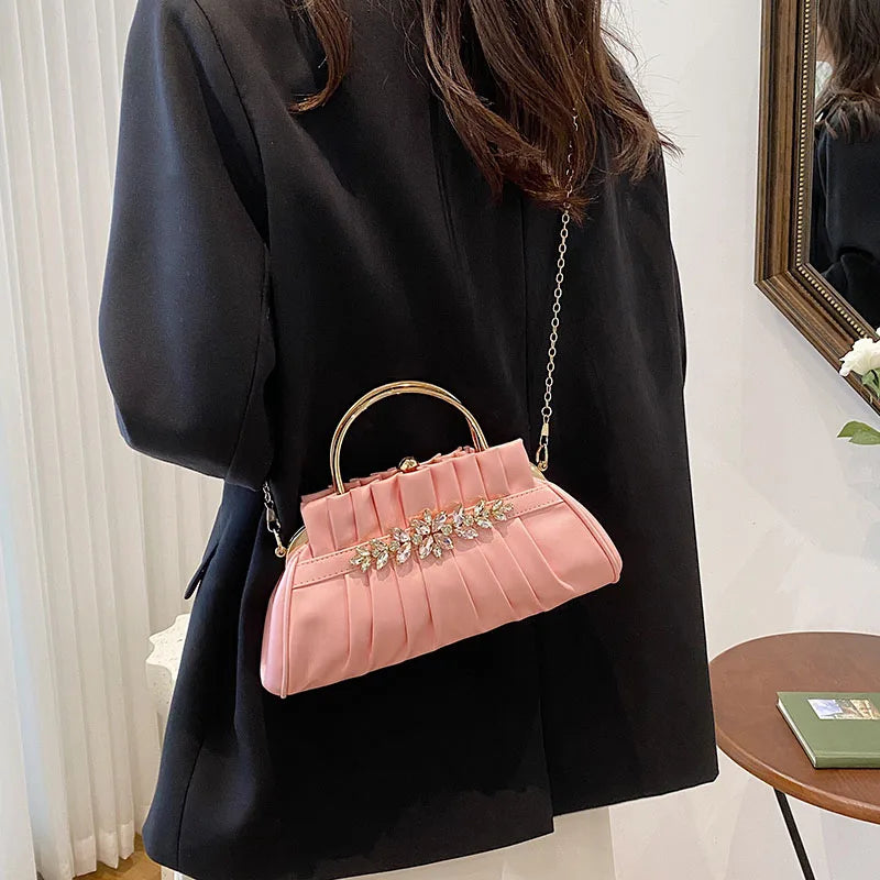 Women Evening Handbag Clip Buckle Shoulder Bag Chain Sac A Main Femme