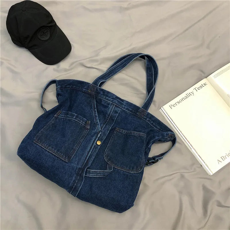 Large Messenger Bag Women Crossbody Purse Denim Shoulder Handbag