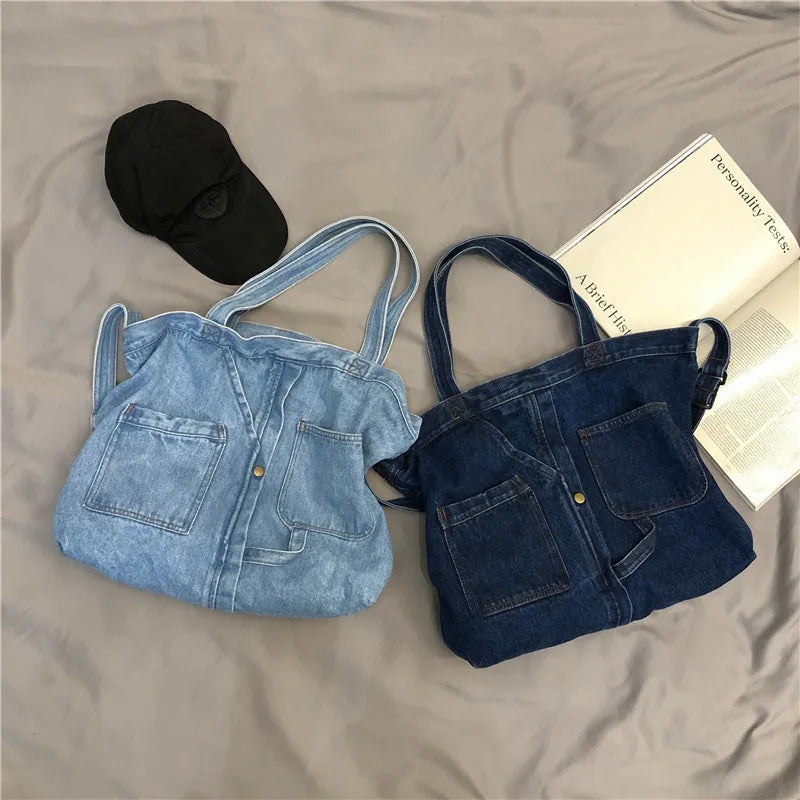 Large Messenger Bag Women Crossbody Purse Denim Shoulder Handbag