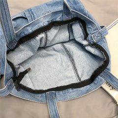 Large Messenger Bag Women Crossbody Purse Denim Shoulder Handbag