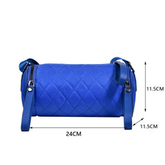 Diamond Lattice Leather Cylinder Pillow Bag Women Shoulder Crossbody Handbag