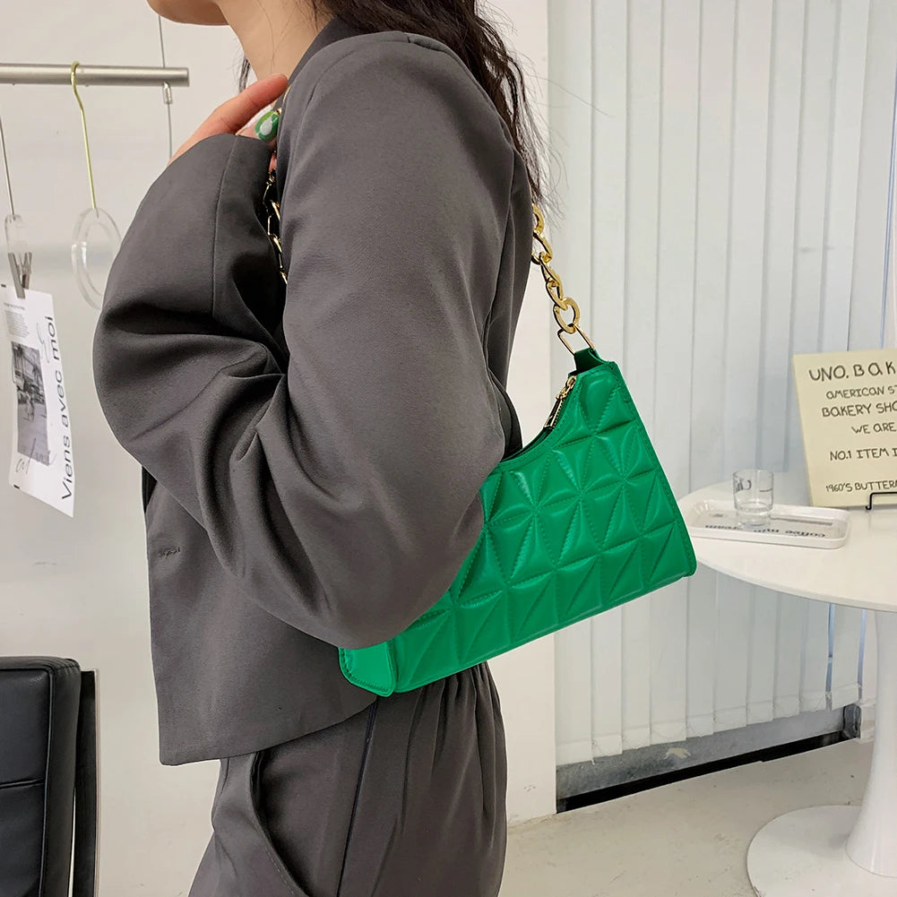 Women's PU Leather Chain Crossbody Messenger Bag Casual Handbag