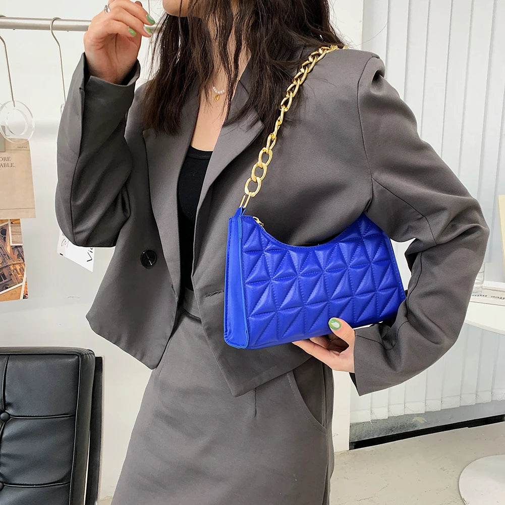 Women's PU Leather Chain Crossbody Bag Casual Messenger Handbag