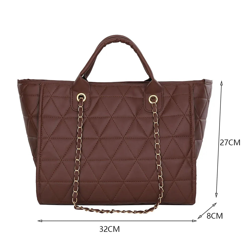 Women's Diamond Lattice Shoulder Bag Large Capacity Handbag