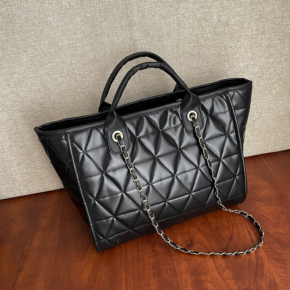 Women's Diamond Lattice Shoulder Bag Large Capacity Handbag