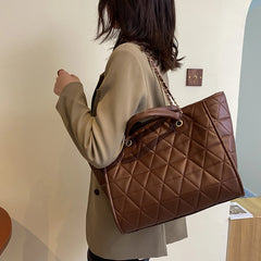 Women's Diamond Lattice Shoulder Bag Large Capacity Handbag