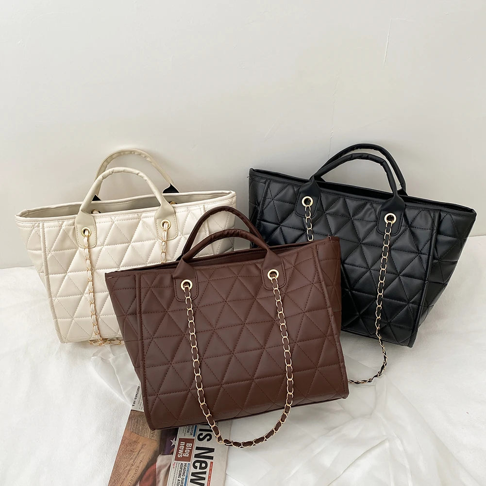 Women's Diamond Lattice Shoulder Bag Large Capacity Handbag