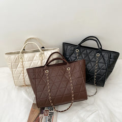 Women's Diamond Lattice Shoulder Bag Large Capacity Handbag