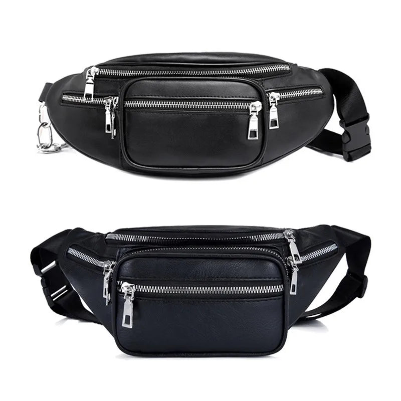 Stone Pattern PU Leather Chain Waist Bag Bananka Bag