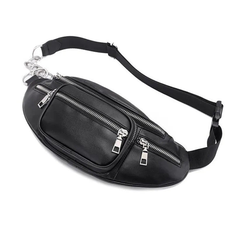 Stone Pattern PU Leather Chain Waist Bag Bananka Bag