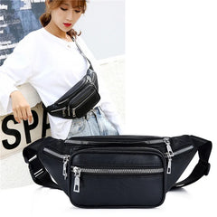 Stone Pattern PU Leather Chain Waist Bag Bananka Bag
