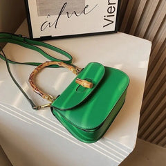 Bamboo Handle Women Handbags Shoulder Bags Pu Leather Crossbody Bag