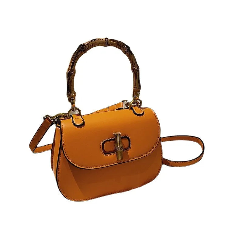 Bamboo Handle Women Handbags Shoulder Bags Pu Leather Crossbody Bag