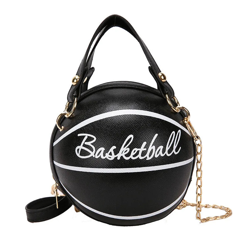 Round Shaped Basketball Shoulder Bags with Acrylic Chain for Women