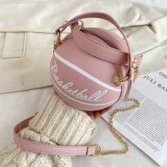 Round Shaped Basketball Shoulder Bags with Acrylic Chain for Women