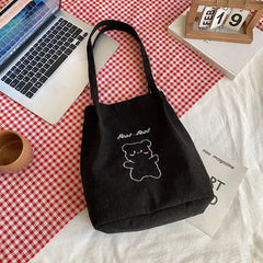 Vintage Bear Pattern Shoulder Bag Large Capacity Underarm Bag