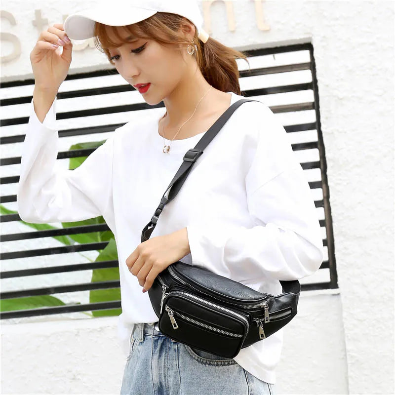 Women's PU Chest Bag Waterproof Crossbody Pouch