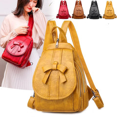 Bow Women Backpack Pu Leather Schoolbags Backpacks Multifunction