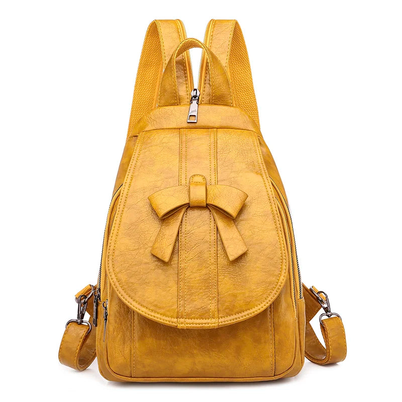 Bow Women Backpack Pu Leather Schoolbags Backpacks Multifunction
