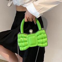 Bow-knot Hobo Bag Leather Mini Crossbody Handbag