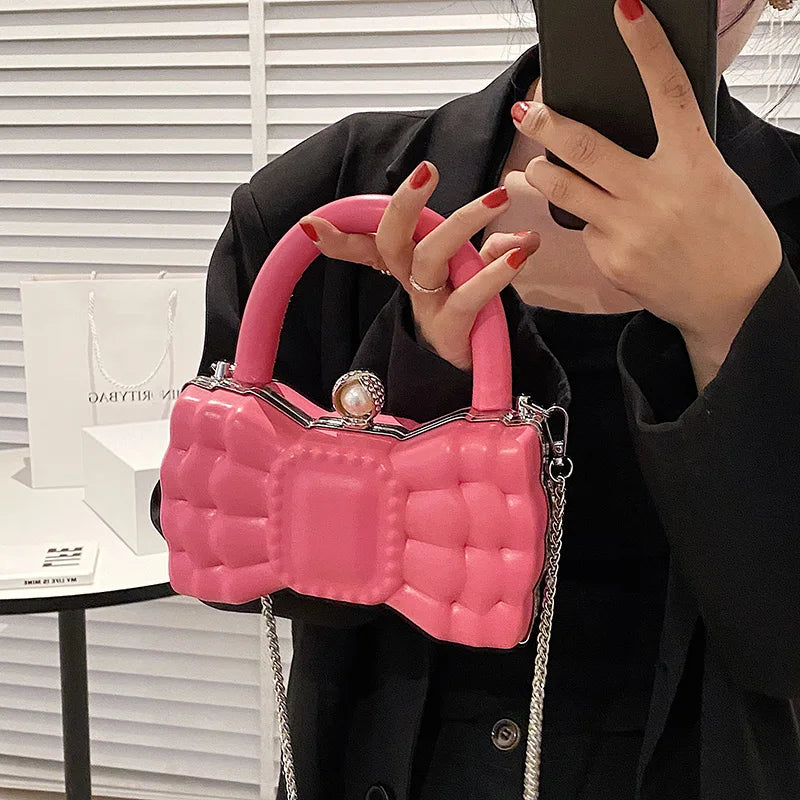 Bow-knot Hobo Bag Leather Mini Crossbody Handbag